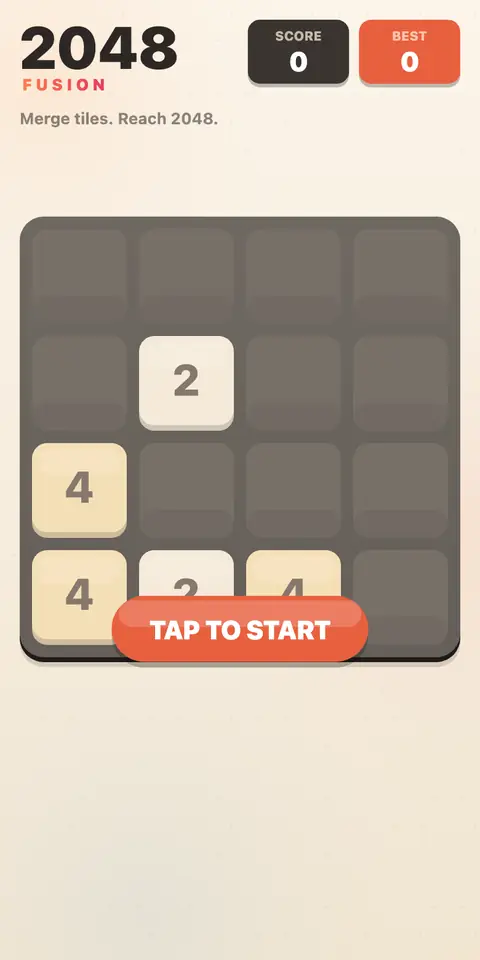2048 Fusion — start screen