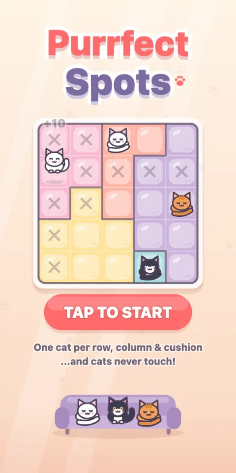 Purrfect Spots — start screen