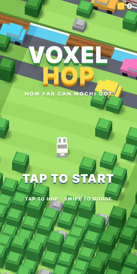 Voxel Hop — start screen